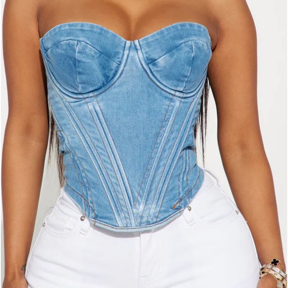 Never worn denim halter w/ zipper closure - Picture 2 of 4
